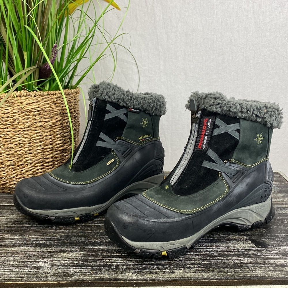 Merrell Black Winterlude Polartec Fleece Lined Zip Up Waterproof Ankle Boot 7